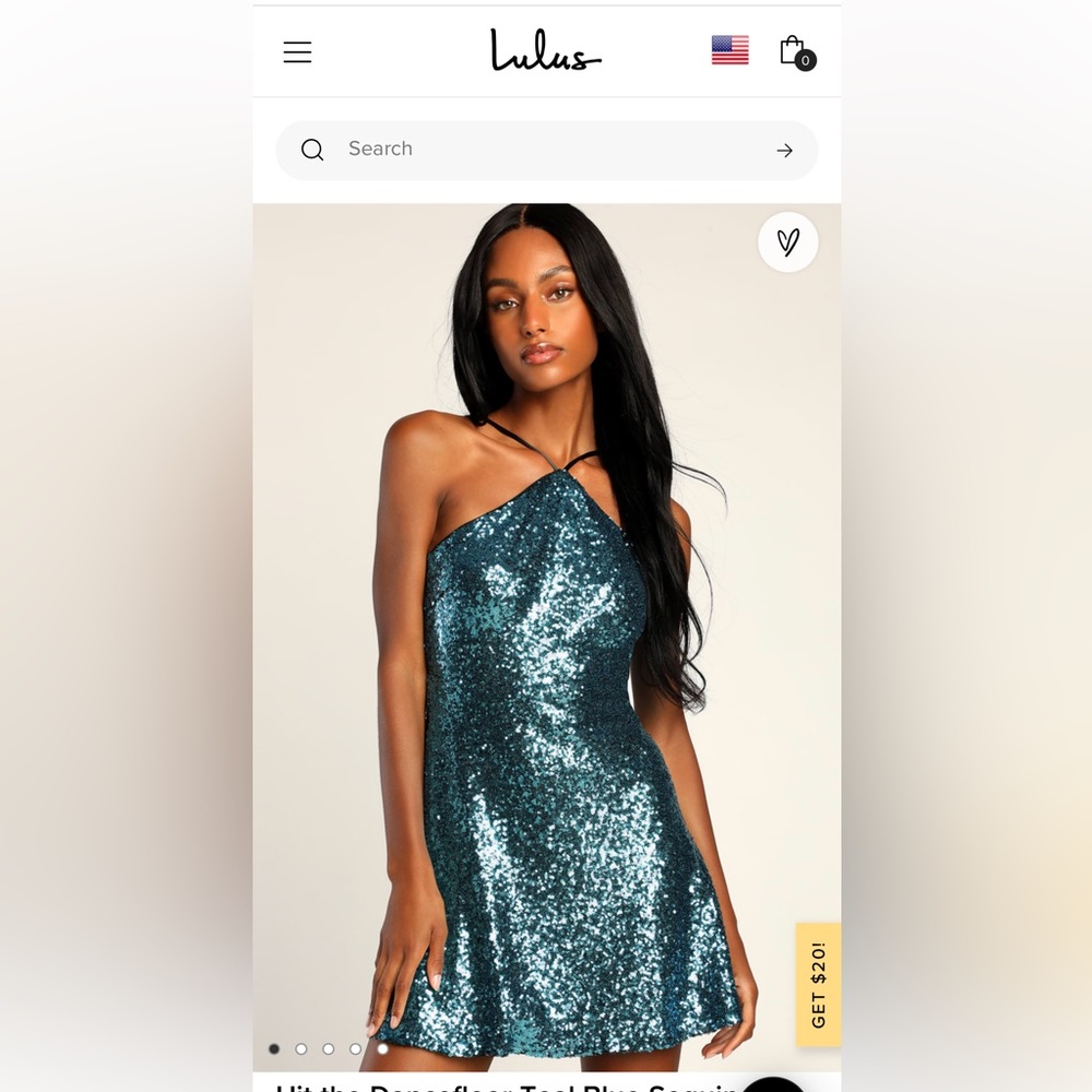 Teal blue sequin halter mini dress